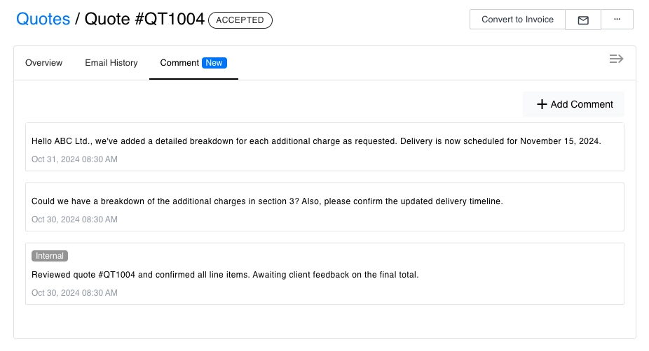 Collaborative Quote Editing: Threaded Comments for Faster Approvals
